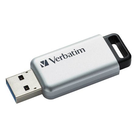 VERBATIM Flash Drive, Secure Pro, 64GB, Silver 98666